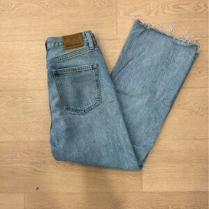 Denim Forum The Farrah Hi-Rise Wide Jean light blue